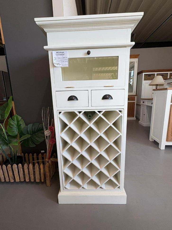 wijnkast ''landelijk'' wit!!, Huis en Inrichting, Woonaccessoires | Wijnrekken, Nieuw, Minder dan 50 cm, Hout, 5 tot 15 flessen