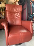 Comfortabele lederen Fauteuil 2x inclusief Hocker, Huis en Inrichting, Fauteuils, Ophalen, Metaal, Millennium, 75 tot 100 cm