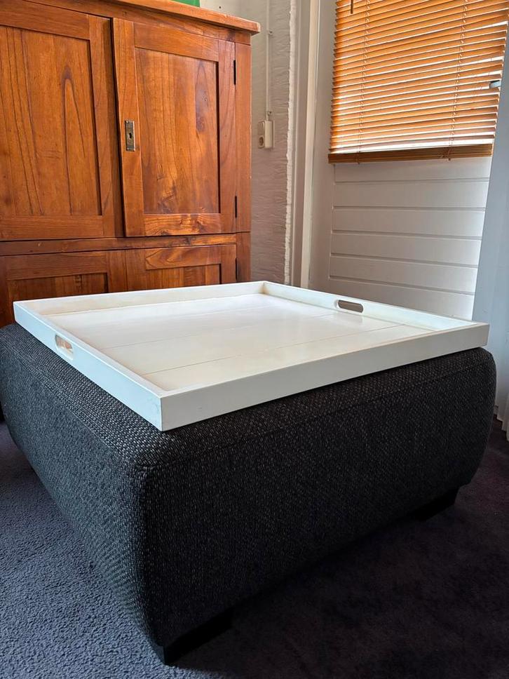 Hocker met dienblad, Huis en Inrichting, Tafels | Salontafels, Gebruikt, Minder dan 50 cm, 50 tot 100 cm, Rechthoekig, Kunststof