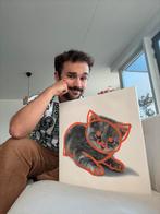 Art Piece – “GARFIELD” – Signed Original PaMarinero – 40x40, Antiek en Kunst, Kunst | Schilderijen | Abstract, Ophalen of Verzenden