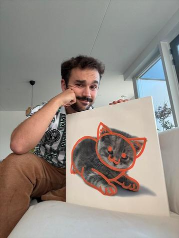Art Piece – “GARFIELD” – Signed Original PaMarinero – 40x40 beschikbaar voor biedingen