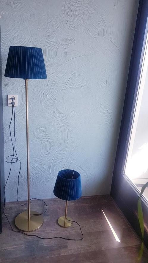 Vloerlamp & tafellamp  (ZGAN), Huis en Inrichting, Lampen | Tafellampen, Zo goed als nieuw, 75 cm of meer, Metaal, Stof, Ophalen