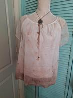 Ballontop blouse crème bruin, Ophalen of Verzenden, Zo goed als nieuw, Maat 38/40 (M), Beige