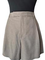 H&M beige bandplooi short, H&M, Kort, Beige, Maat 46/48 (XL) of groter