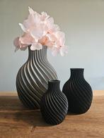 3D vazen vaas spiraal set van 3 mat grijs, antraciet, zwart, Huis en Inrichting, Woonaccessoires | Vazen, Overige materialen, Zwart