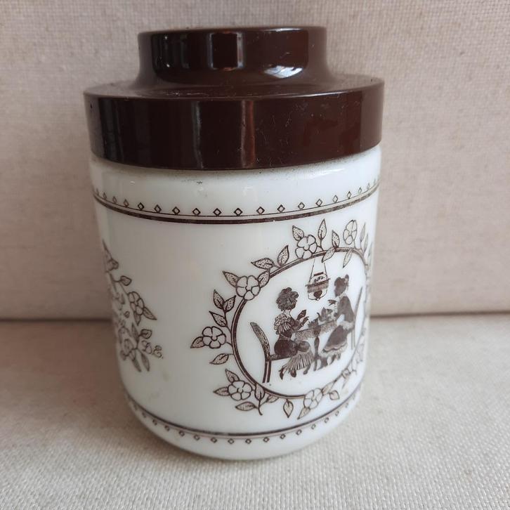 Douwe Egberts voorraadpot Licht & Romig wit / bruin - retro, Huis en Inrichting, Keuken | Keukenbenodigdheden, Ophalen of Verzenden