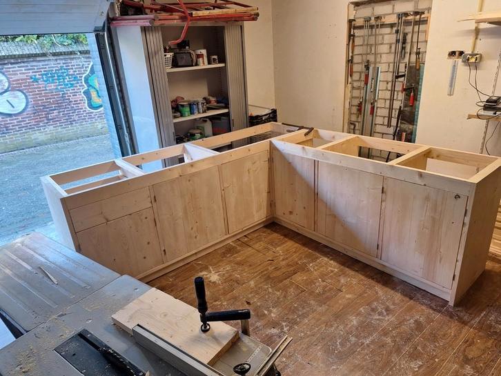 Keukenblok van terug gedroogd en geschaafd steigerhout, Huis en Inrichting, Keuken | Keukenelementen, Nieuw, Ophalen of Verzenden