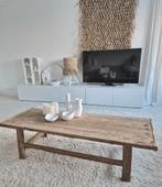 Robuuste oud houten salontafel elmwood WoonTheater Ibiza, Huis en Inrichting, Tafels | Salontafels, Ophalen, 100 tot 150 cm, Loft Japandi wabisabi boho