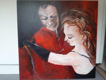 Prachtig schilderij acryl op doek Tango voor 2 beschikbaar voor biedingen