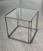 Vintage Max Sauze Bijzettafel - Iso Cel Glas tafel, Ophalen of Verzenden, Gebruikt, Vierkant, Glas
