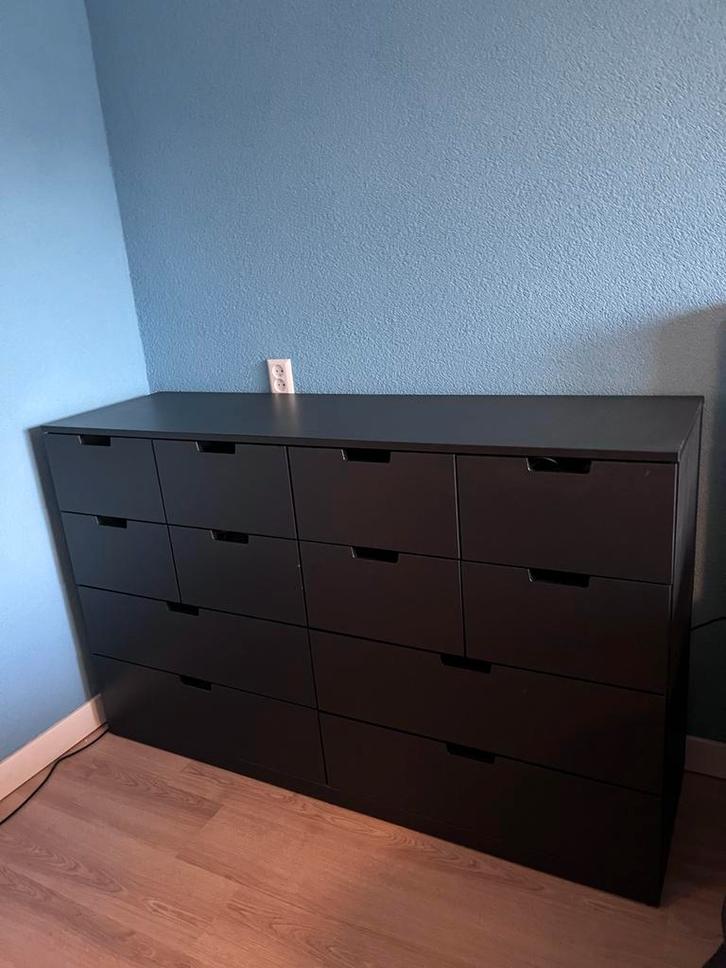 Zwarte ladekast/dressoir, Huis en Inrichting, Kasten | Ladekasten, Gebruikt, Minder dan 100 cm, 150 tot 200 cm, 25 tot 50 cm, Overige materialen