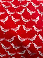 Coupon katoen Stenzo duif vogel rood, Hobby en Vrije tijd, Stoffen en Lappen, 120 cm of meer, Ophalen of Verzenden, Zo goed als nieuw