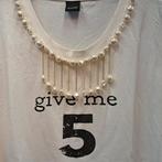 Pinko statement shirt creme + hangende parels mt L nr 50191, Pinko, Pinko, ., Wit