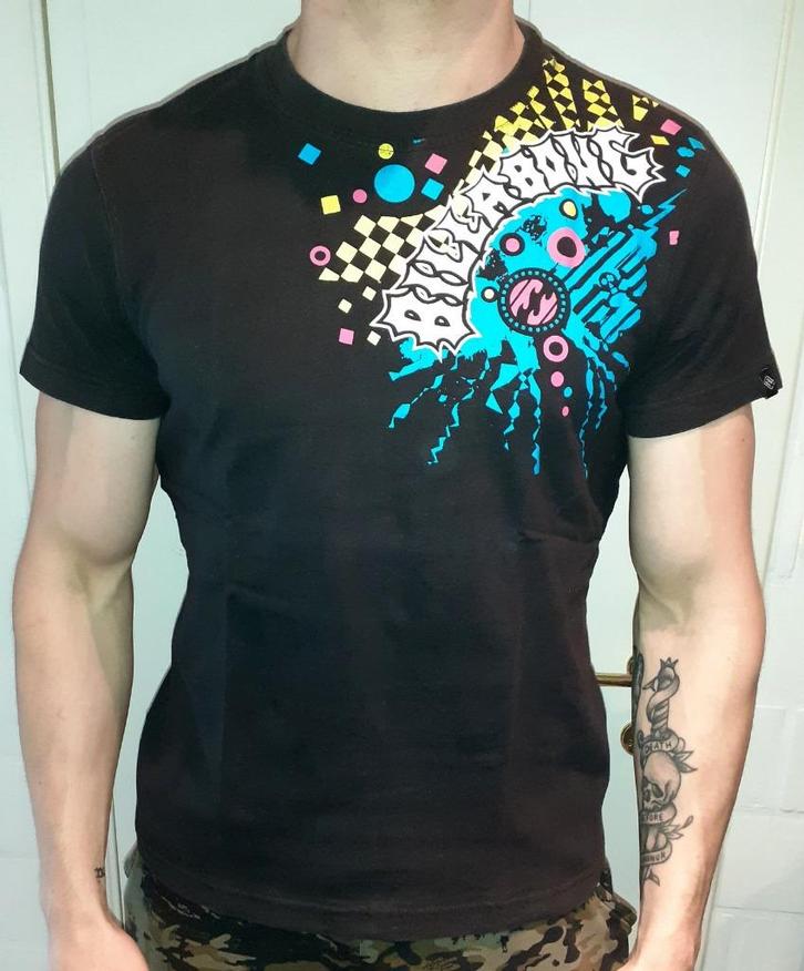 Heren t-shirt vintage zwart print Billabong slim fit S, Kleding | Heren, T-shirts, Zo goed als nieuw, Maat 46 (S) of kleiner, Zwart