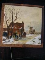 Een mooie tegeltje met Hollandse winterlandschap,met molen., Ophalen of Verzenden