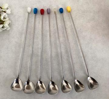 7x Sorbetlepel, cocktail lepel, lattelepel of longdrinklepel beschikbaar voor biedingen