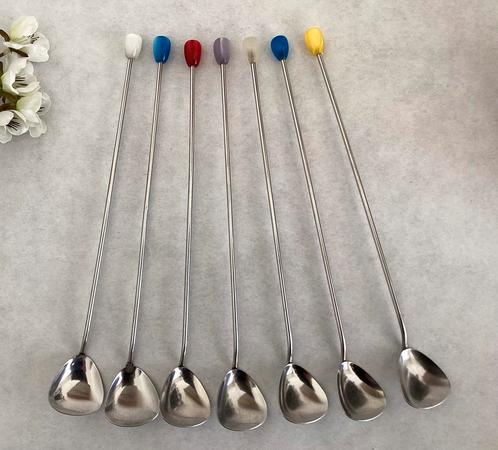 7x Sorbetlepel, cocktail lepel, lattelepel of longdrinklepel, Verzamelen, Retro, Huis en Inrichting, Verzenden