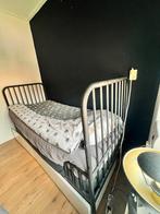 Bed met grote lades, Ophalen, 90 cm, Eenpersoons, Wit