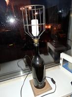 Unieke Lamp van Wijnfles met Metalen Kap, Ophalen, Glas, Industrieel