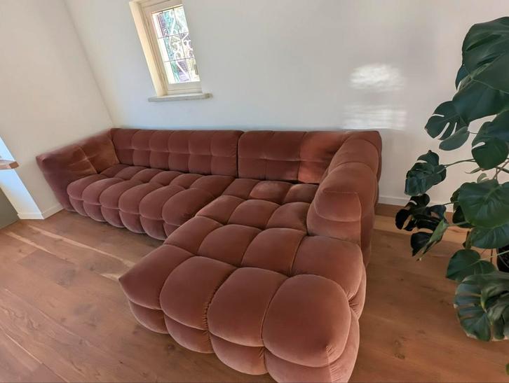 Massimo loungebank / Fat Joe Loods5 - Velvet Royal Magnolia, Huis en Inrichting, Banken | Bankstellen, Zo goed als nieuw, Rechte bank