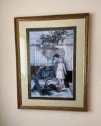 Prachtige grote glicee in een mooie lijst achter glas., Antiek en Kunst, Kunst | Schilderijen | Klassiek, Ophalen