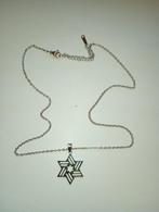 Zilverkleurige davidster plus ketting nieuw, Ophalen of Verzenden, Nieuw, Zilver, Overige materialen