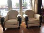 Wit leren art deco fauteuil, Huis en Inrichting, Ophalen, Gebruikt, Art deco, Minder dan 75 cm