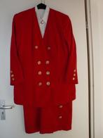 Mooi compleet pakje met goudkleurige knopen met witte blouse, Kleding | Dames, Kostuum of Pak, Verzenden, Maat 42/44 (L), Zo goed als nieuw