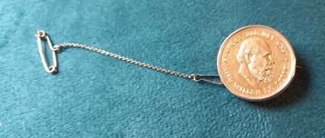 Antieke broche, gouden 10 gulden 1875. beschikbaar voor biedingen