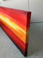 Abstract schilderij in opdracht gemaakt geel rood oranje, Ophalen