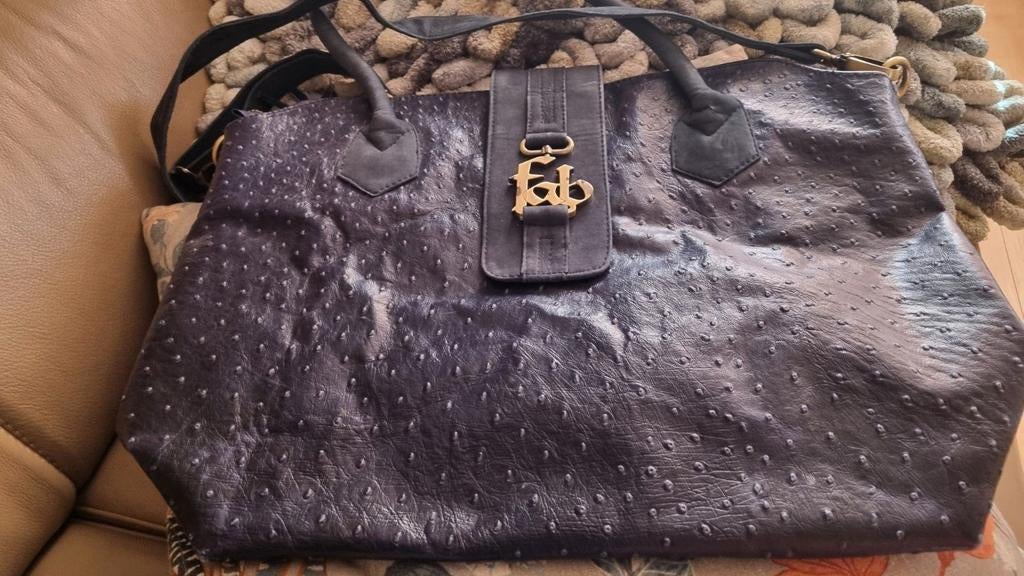 Tas fab model maxima struisvogelleer, Ophalen of Verzenden, Bruin, Handtas