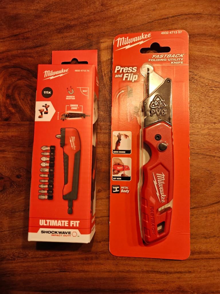 Milwaukee set (kantenmes & 90 graden schroefkop), Doe-het-zelf en Verbouw, Gereedschap | Handgereedschap, Ophalen of Verzenden