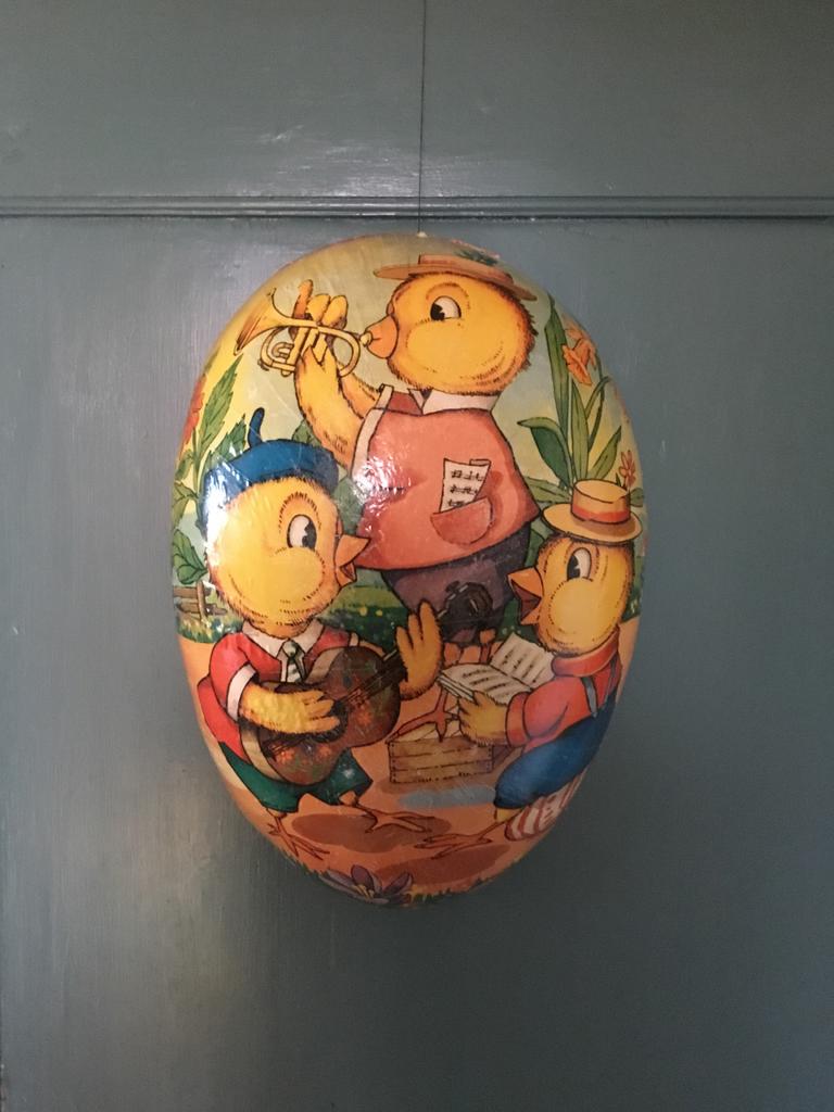 Groot vintage half Paasei decoratie, Ophalen of Verzenden