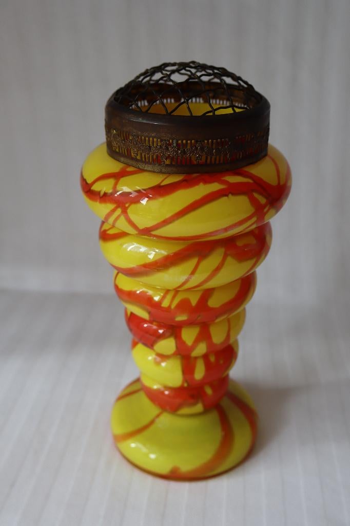 Antiek Boheems Kralik/Welz bloemensteker spatterglas c 1920, Ophalen of Verzenden