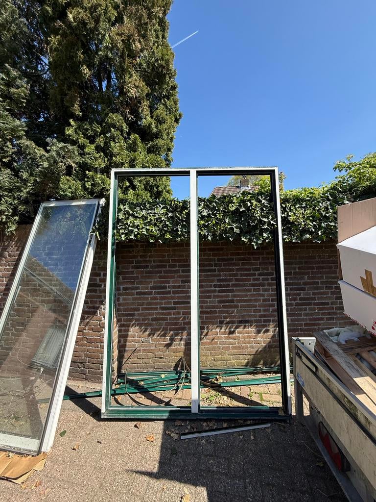 Gedemonteerde Schuifpui - Hoogte 2.42m, Breedte 1.77m, Doe-het-zelf en Verbouw, Ophalen, Gebruikt, 150 tot 225 cm, Inclusief glas