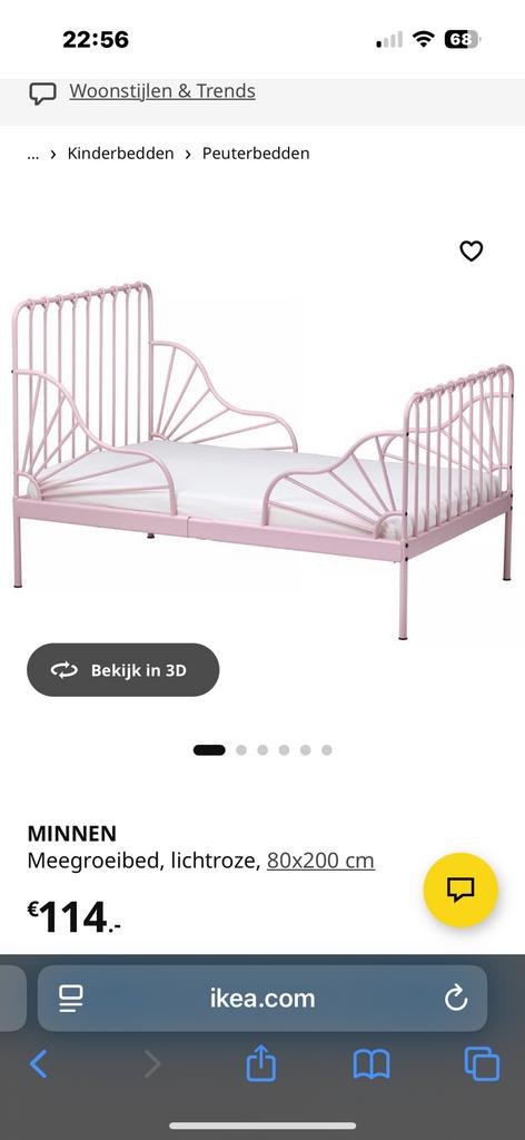 ikea bed kids meisjes, Ophalen of Verzenden, Zo goed als nieuw, 180 cm of meer, 85 tot 100 cm