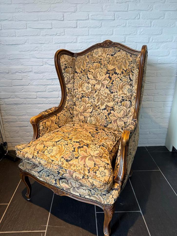 Mooie oude fauteuil, Huis en Inrichting, Fauteuils, Gebruikt, Hout, 75 tot 100 cm, Ophalen