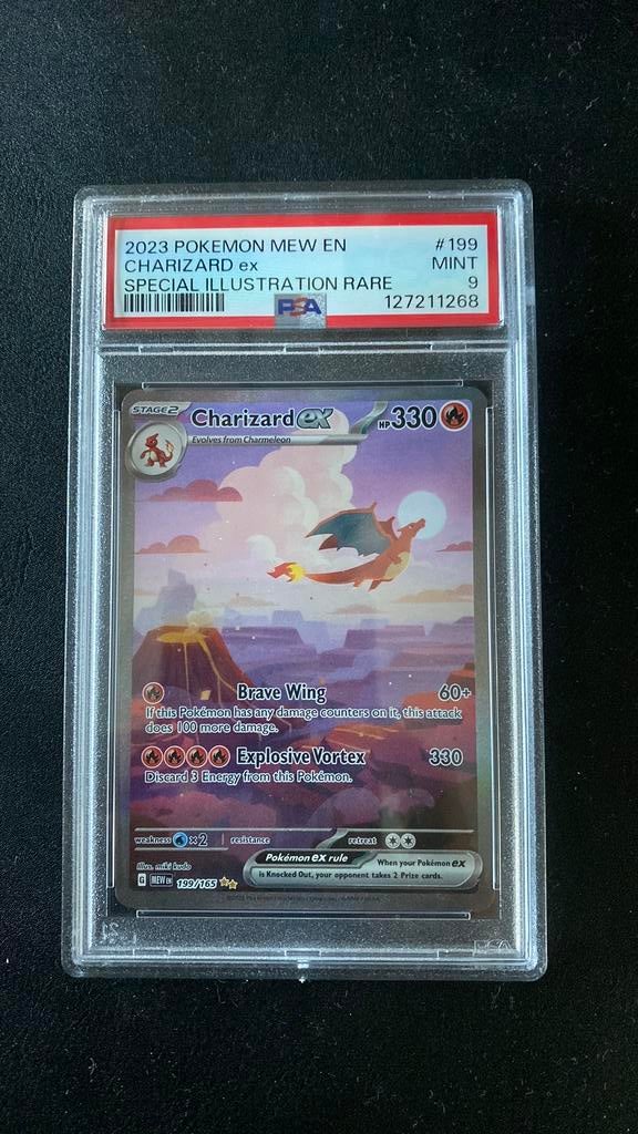 Pokemon charizard ex 151 199/165 psa 9, Ophalen of Verzenden, Zo goed als nieuw