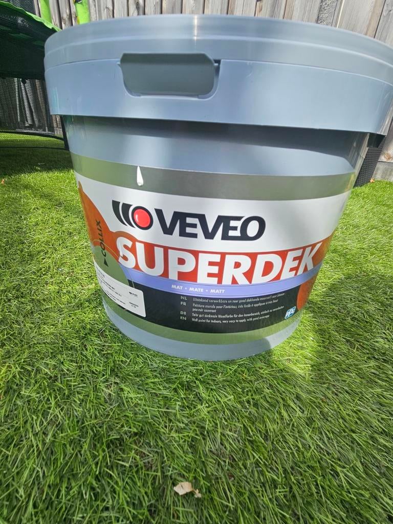 VEVEO SUPERDEK 10 liter muur verf, Doe-het-zelf en Verbouw, Ophalen, Overige kleuren, Nieuw, Verf