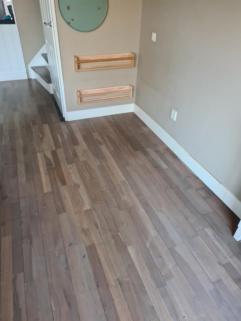 Massief eiken vloer. Ruim 30m2, Ophalen, Gebruikt, Vloerdelen of -planken, 10 m² of meer