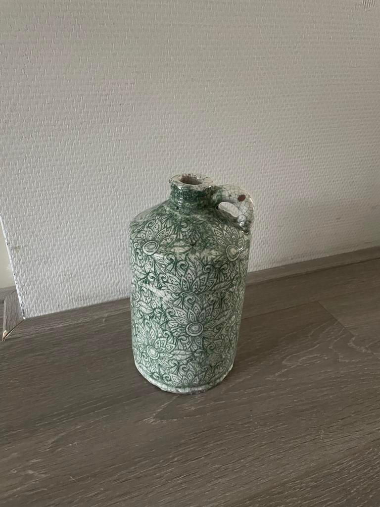 Aardewerk kruik met groene beschildering, Antiek en Kunst, Ophalen