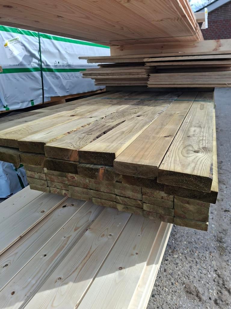 15 Geïmpregneerde Vuren Balken 38x120mm - 4.8m lang, Ophalen of Verzenden, Nieuw