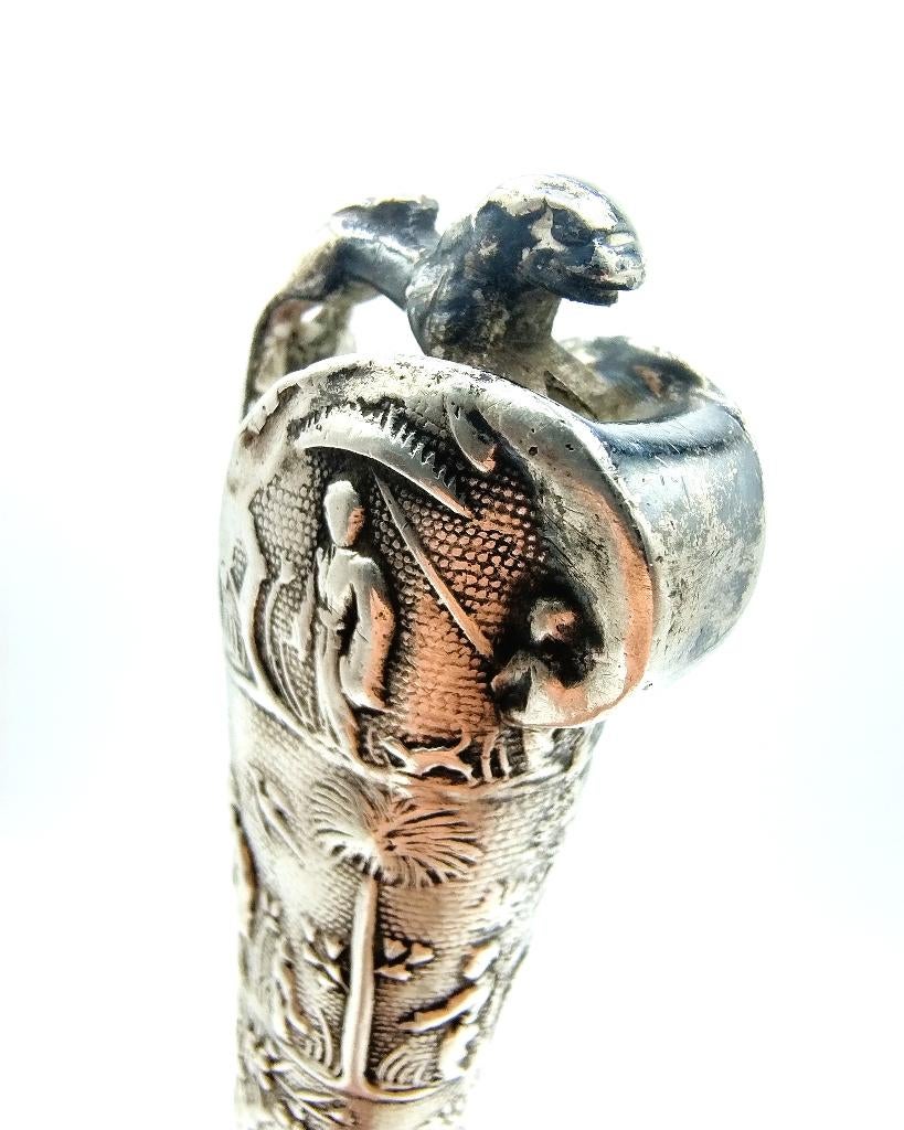 Zilveren mesheft met originele stalen lemmet, 18e eeuws, Antiek en Kunst, Verzenden, Zilver
