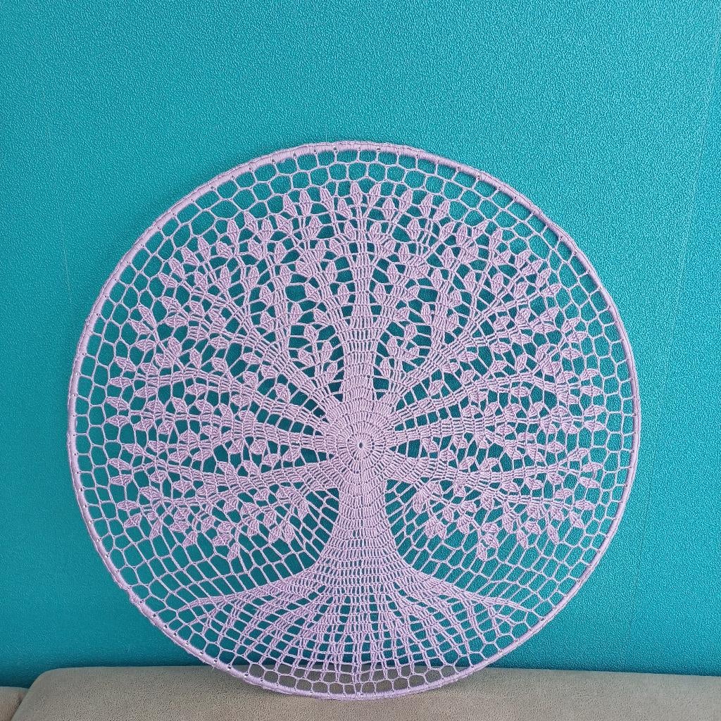 Mandala Levensboom, Ophalen, Textiel, Paars, 50 cm