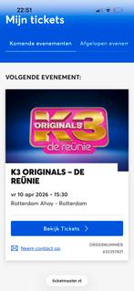 2 staanplaats tickets K3 The Originals- de reünie, Twee personen, April