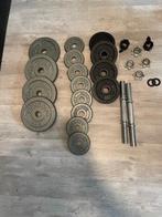 fitness gewichten+halterstangen+halterstang standaard, Sport en Fitness, Fitnessmaterialen, Ophalen of Verzenden, Zo goed als nieuw