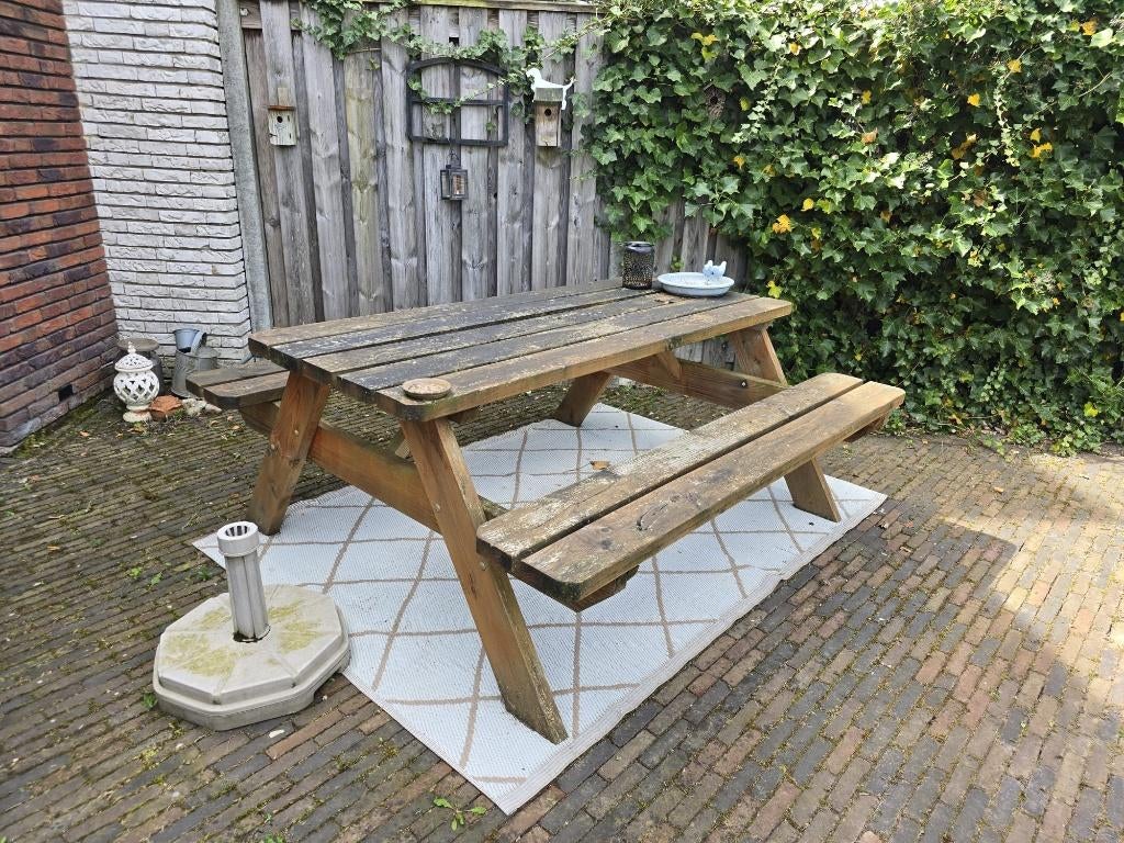 Picknick Tafel, Tuin en Terras, Picknicktafels, Ophalen, Gebruikt, Rechthoekig, Hout