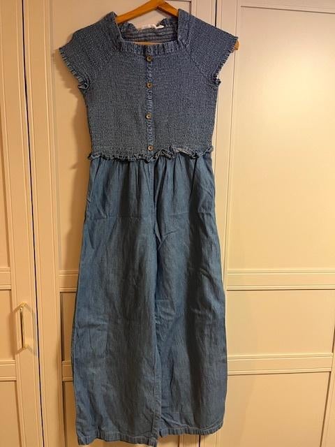 Meisjes denim jumpsuit maat 158, Broek, Gebruikt, Meisje, Mango