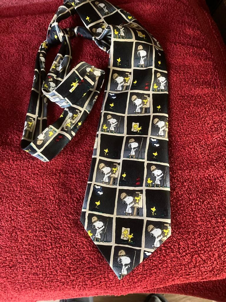 Snoopy Peanuts stropdas - Zwart met patroon, Verzamelen, Ophalen of Verzenden, Zo goed als nieuw