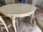 Franse eettafel met 6 geborduurde stoelen, franse eethoek, Ophalen